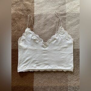 White Lace Trim Cami Top